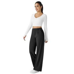 HALARA Small High Waisted Pocket Straight Leg Work Pants Black NWOT